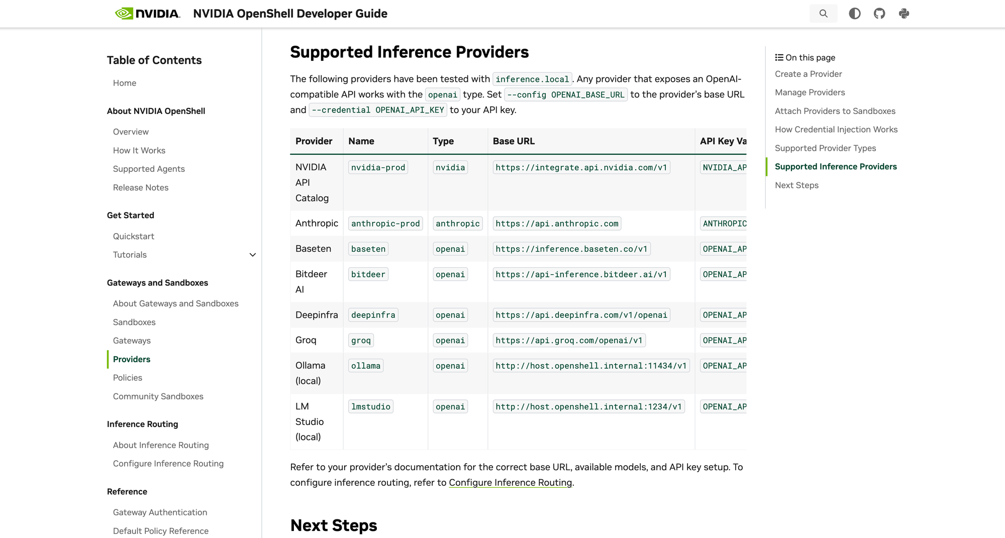 NVIDIA OpenShell Developer Provider Screenshot