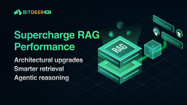 Bitdeer AI graphic: “Supercharge RAG Performance” showcasing architecture, retrieval, and reasoning with a glowing RAG stack.