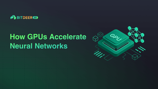 Illustration showing a GPU chip accelerating neural networks 