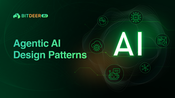 Bitdeer AI banner with title “Agentic AI Design Patterns” and glowing green “AI” highlighted by tech icons.