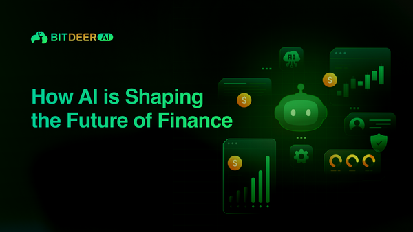 Bitdeer AI banner on how AI is shaping the future of finance with charts and AI icons.