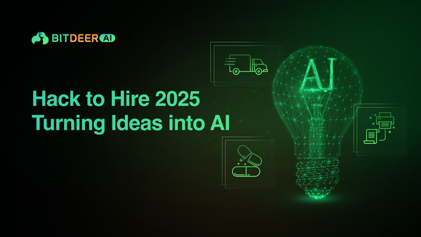 Hack to Hire 2025 blog banner image with lighting AI graphics
