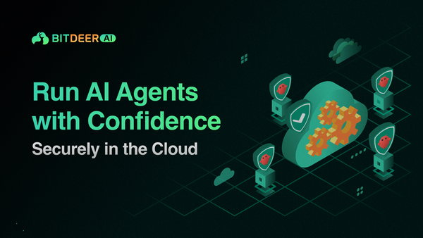 Bitdeer AI Cloud banner showing AI agents running securely in the cloud with automation and security icons