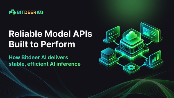 Reliable Model APIs for stable, efficient AI inference, illustrated by interconnected cloud infrastructure, servers, and performance dashboards.