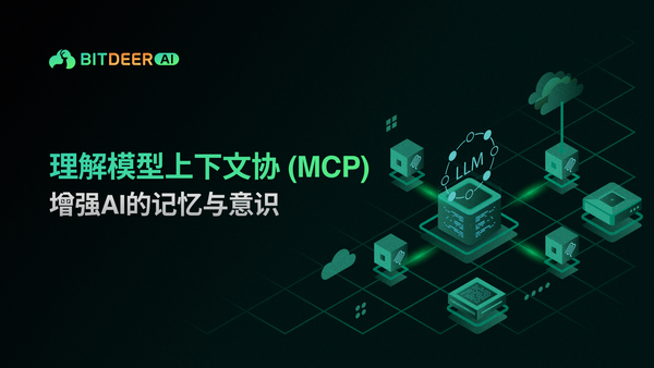 Bitdeer AI 横幅，介绍 Model Context Protocol（MCP），用于增强 AI 的记忆和上下文感知能力